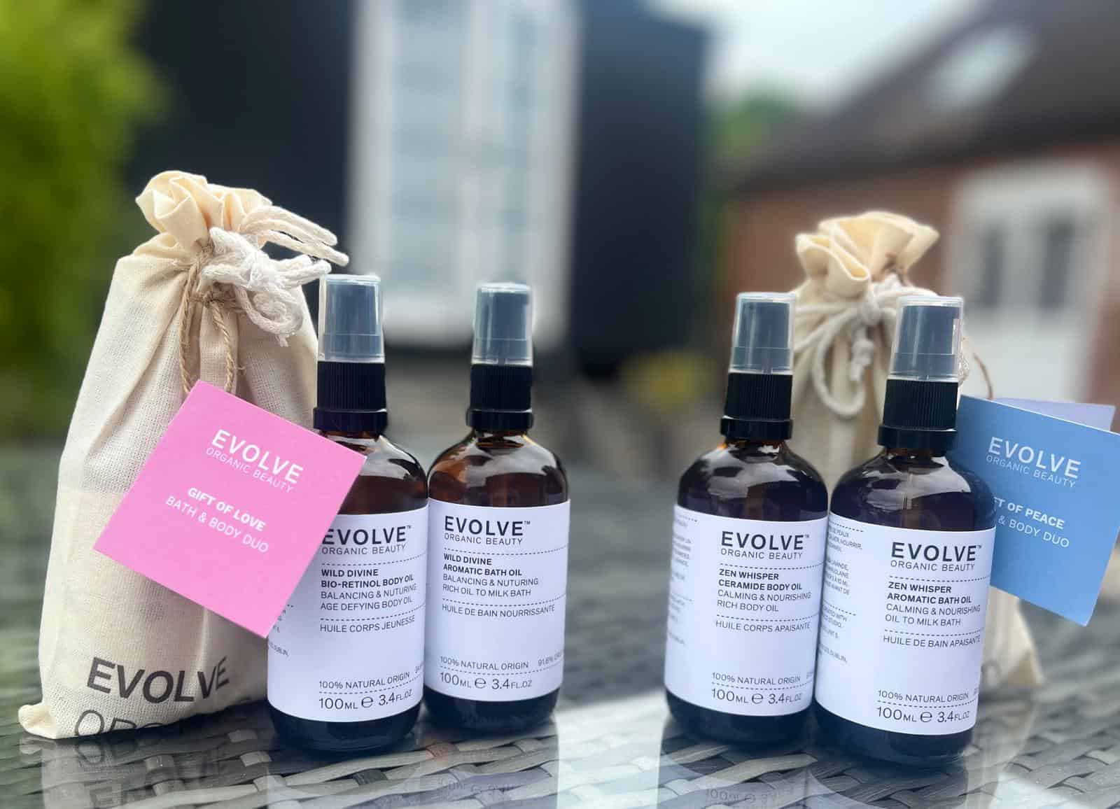 evolve beauty products in the garden